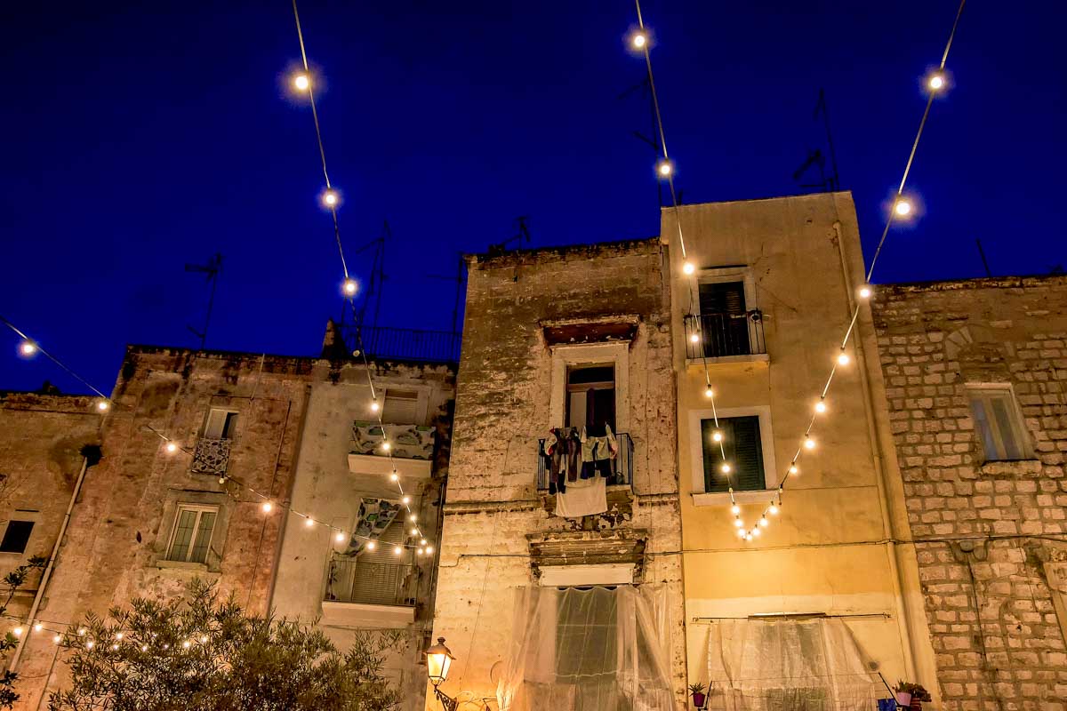 Largo Albicocca at night in Bari Italy