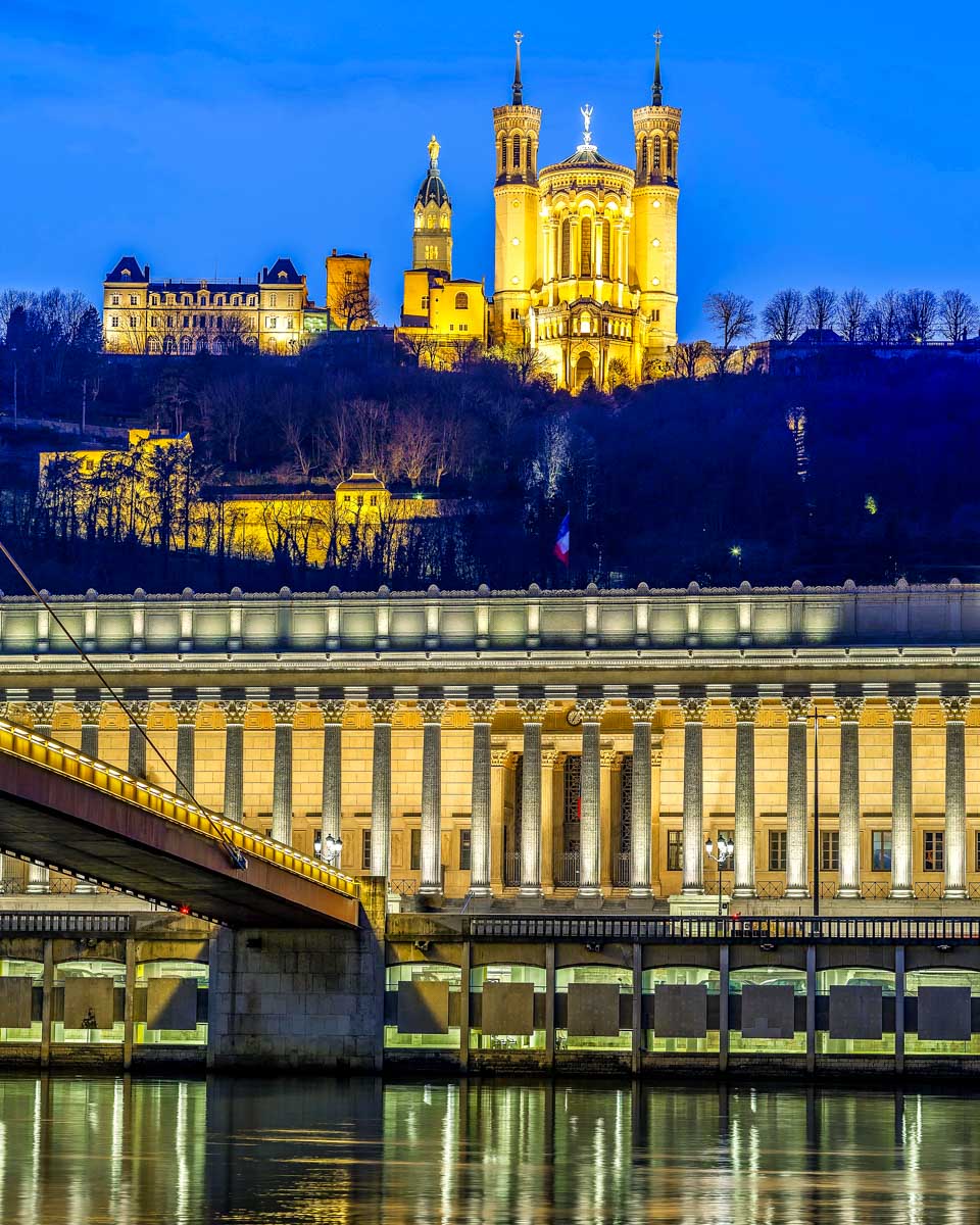 Looking across the river at Old Town Lyon in Lyon France