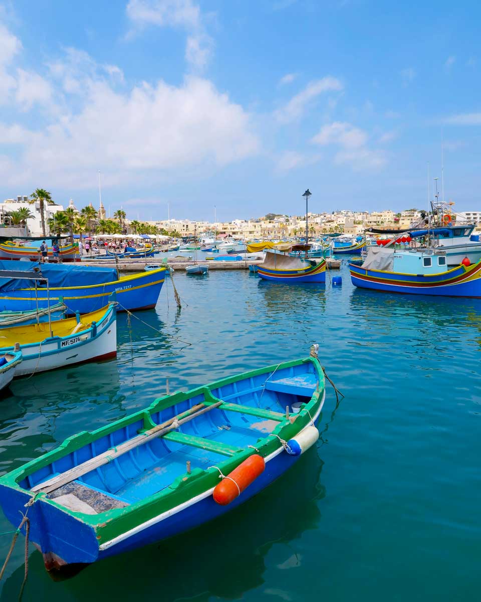 Marsaxlokk fishing village seen on a tour from Valletta Malta