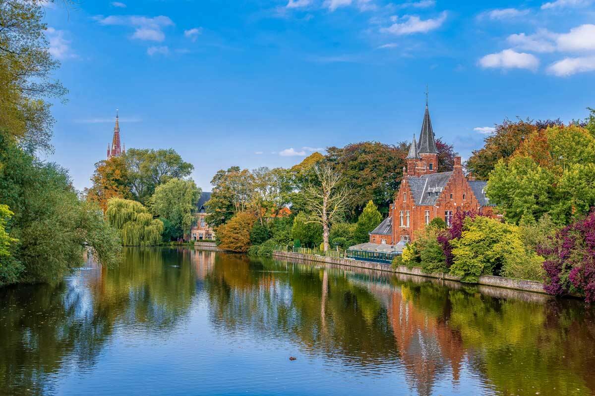 Minnerwater park. Bruges, Belgium