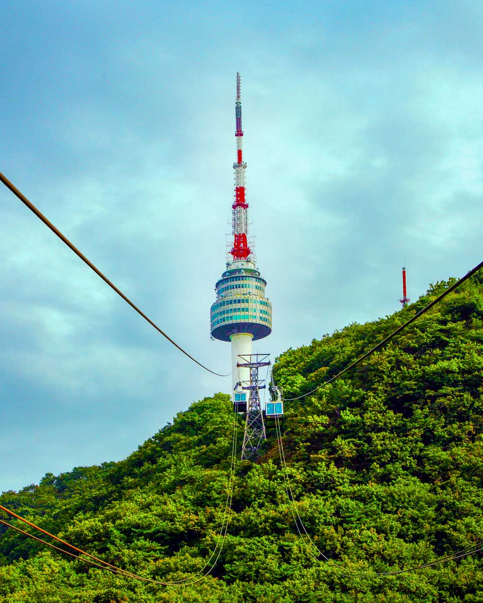 The cable car ride to N Seoul Tower in Seoul South Korea