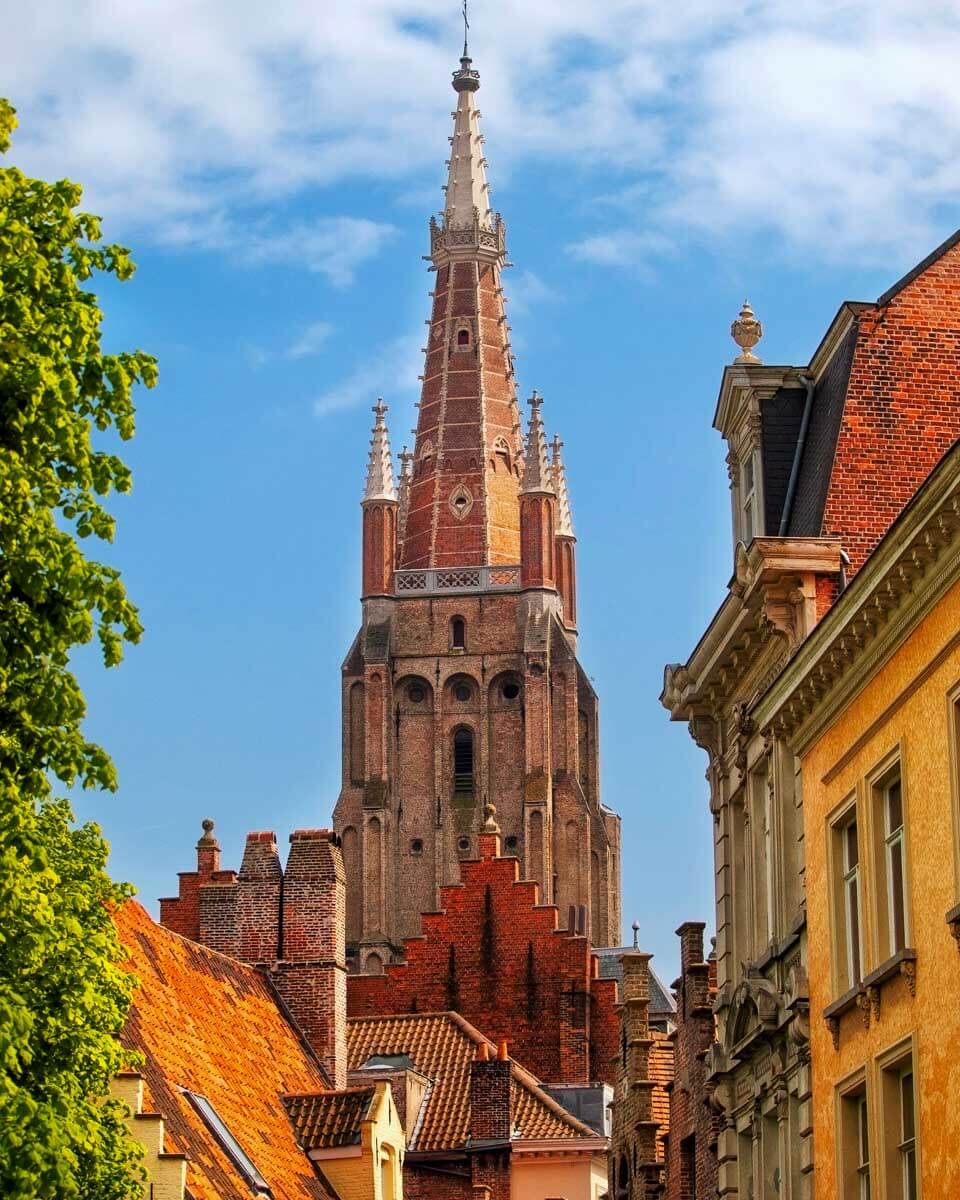The tower of the Church of Our Lady in Bruges Belgium