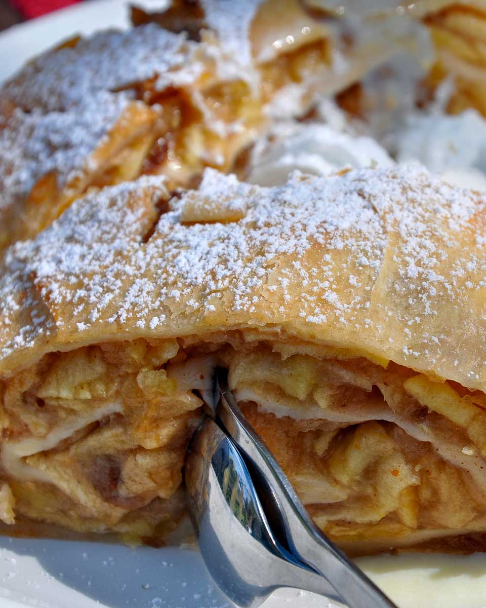 Apple strudel made during a cooking class in Salzburg Austria