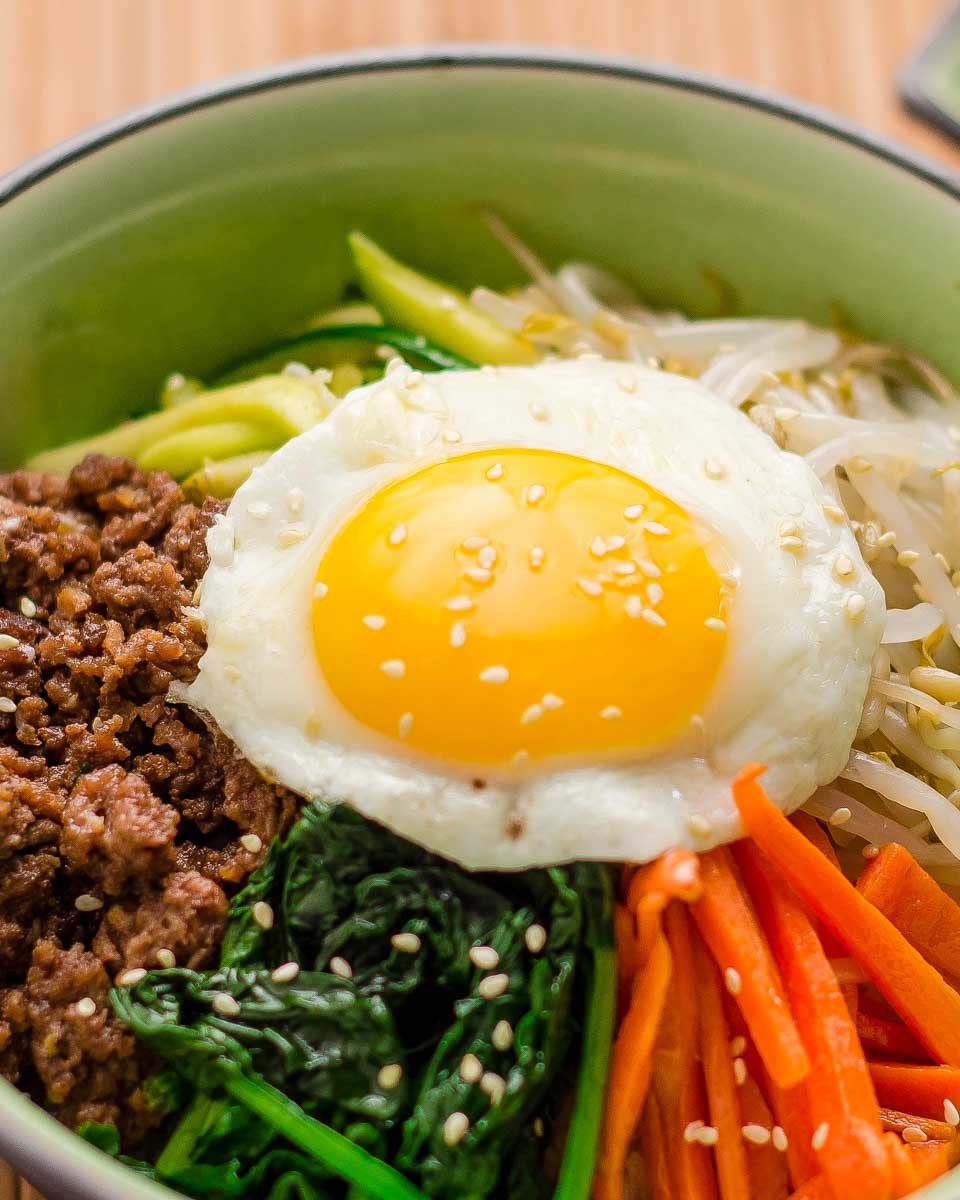 Bibimbap made during a cooking class in Busan South Korea