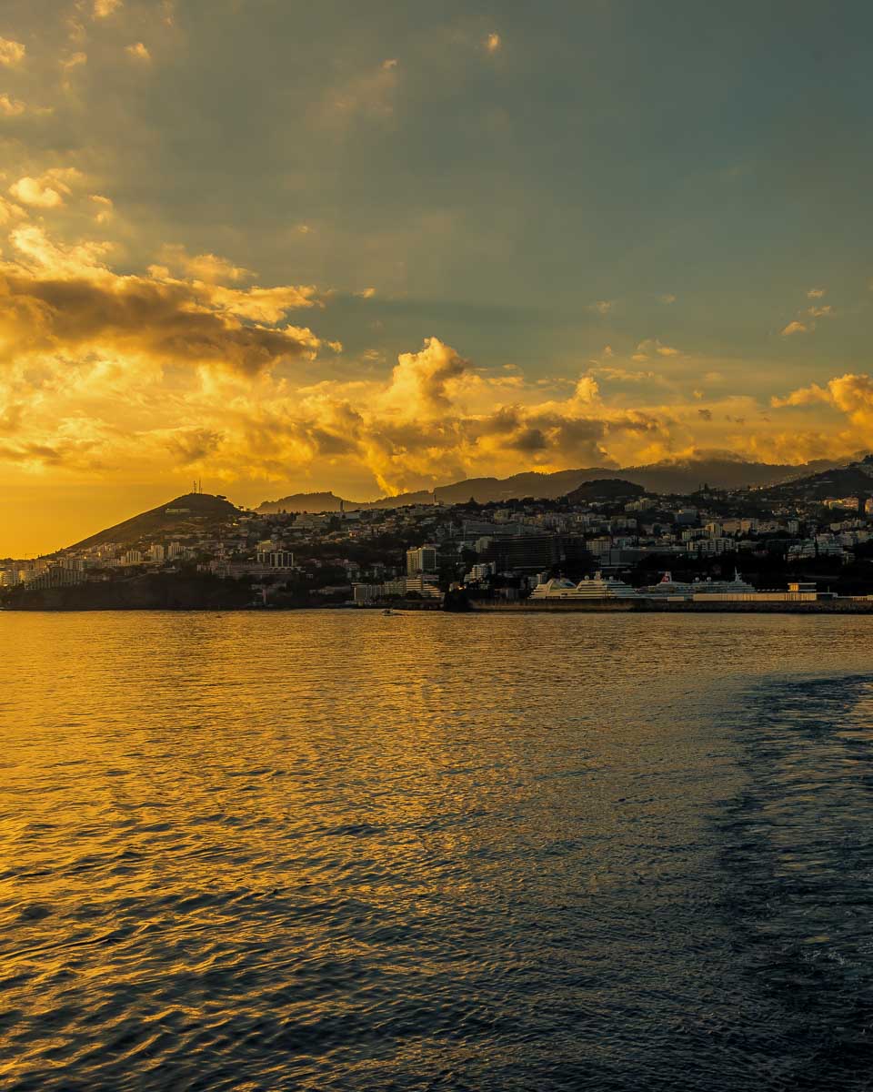 Funchal seen at sunset on a cruise Madeira Portugal