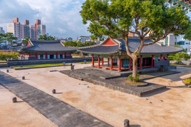 Gwandeokjeong historical complex in center of Jeju city South Korea