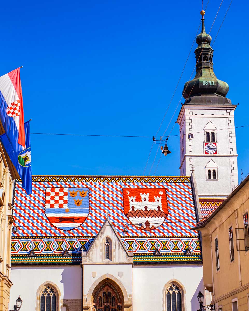 Historic church in St. Mark's Square in Zagreb Croatia