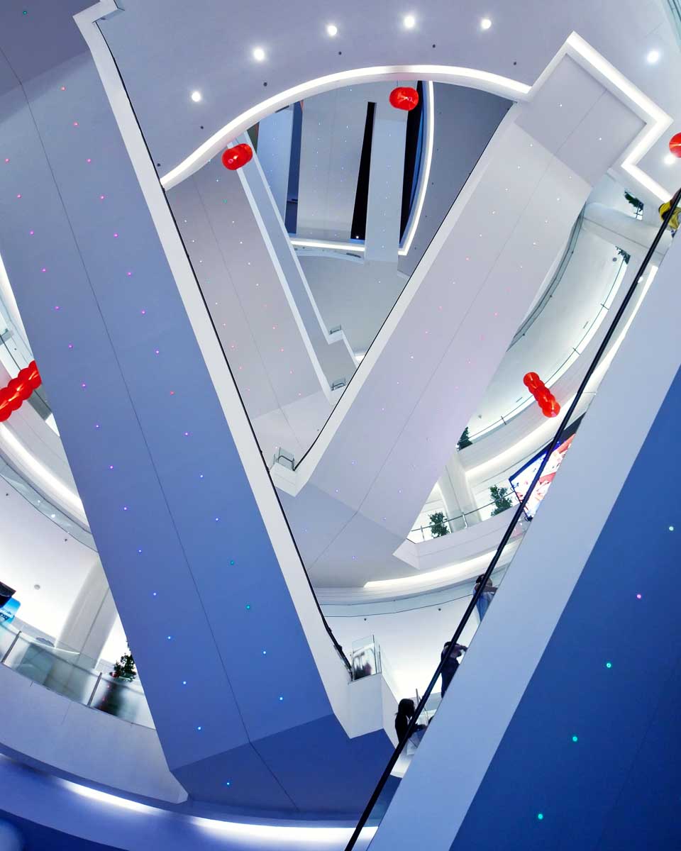 Looking up in the Siam Paragon Mall in Bangkok Thailand