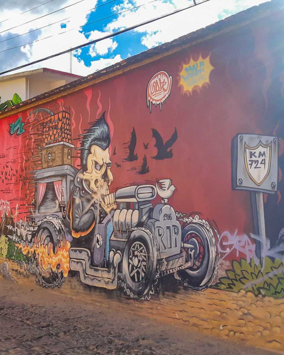 Street art mural in Oaxaca City Mexico seen on a tour
