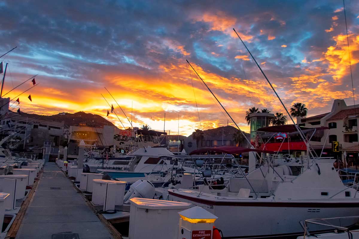 Sunset at the Cabo San Lucas Marina in Cabo San Lucas Mexico