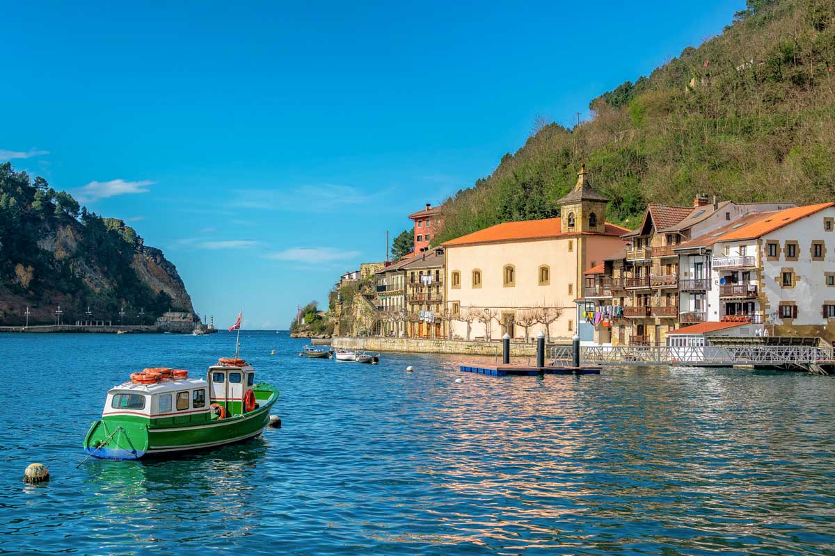 The fishing village of Pasaia seen on a boat tour from San Sebastian Spain