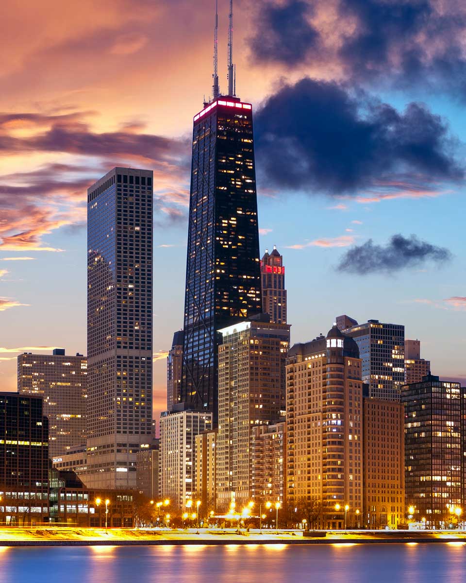 The view of Chicago on a sunset cruise Illinois
