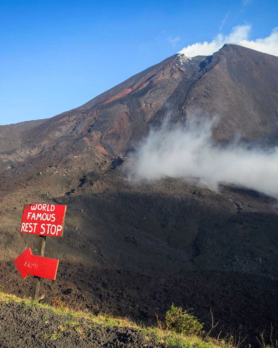 pacaya volcano sign seen on a hike from Antigua Guatemala
