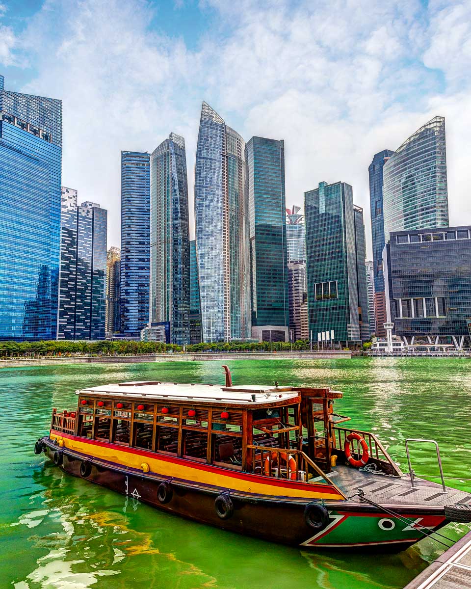 A boat and the skyline in Singapore