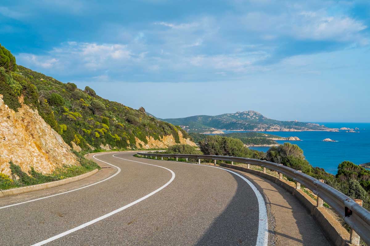 A road along the coast in Sardinia Italy