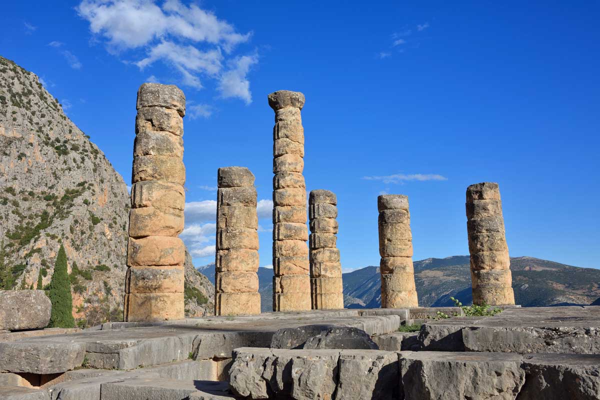 Apollo Temple in Delphi, Greece seen on a tour 1