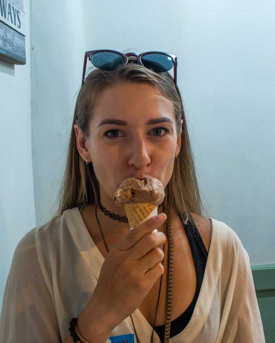 Bailey-enjoys-an-ice-cream-in Turks and Caicos