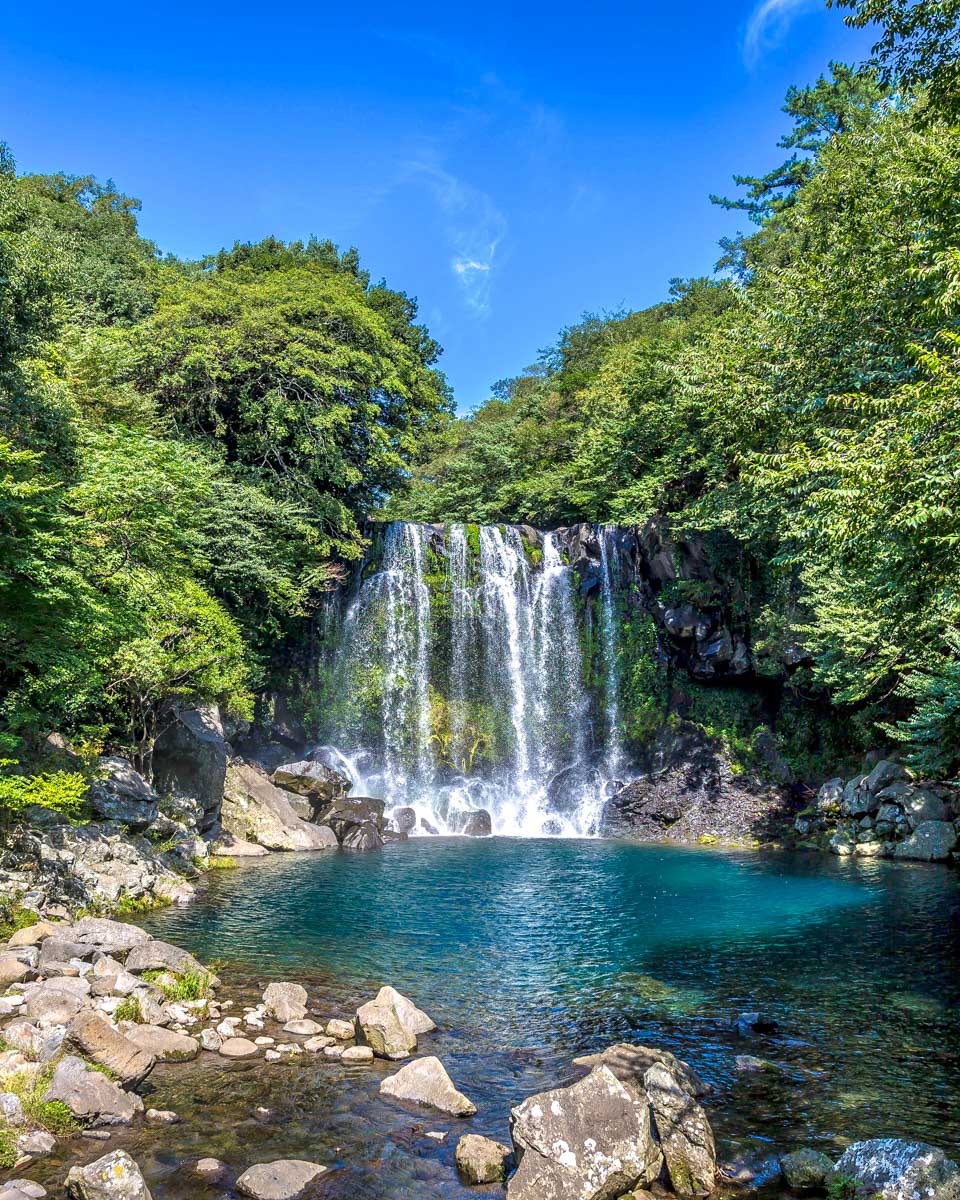 Cheonjeyeon Falls in Jeju South Korea