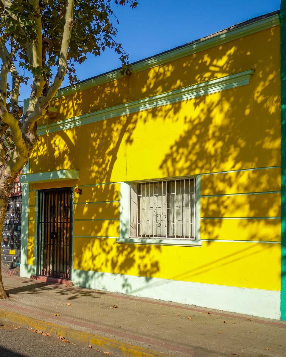 Colorful houses in Santiago city street, Chile
