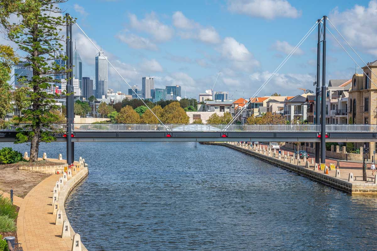 East Perth and Swan River in Perth Australia