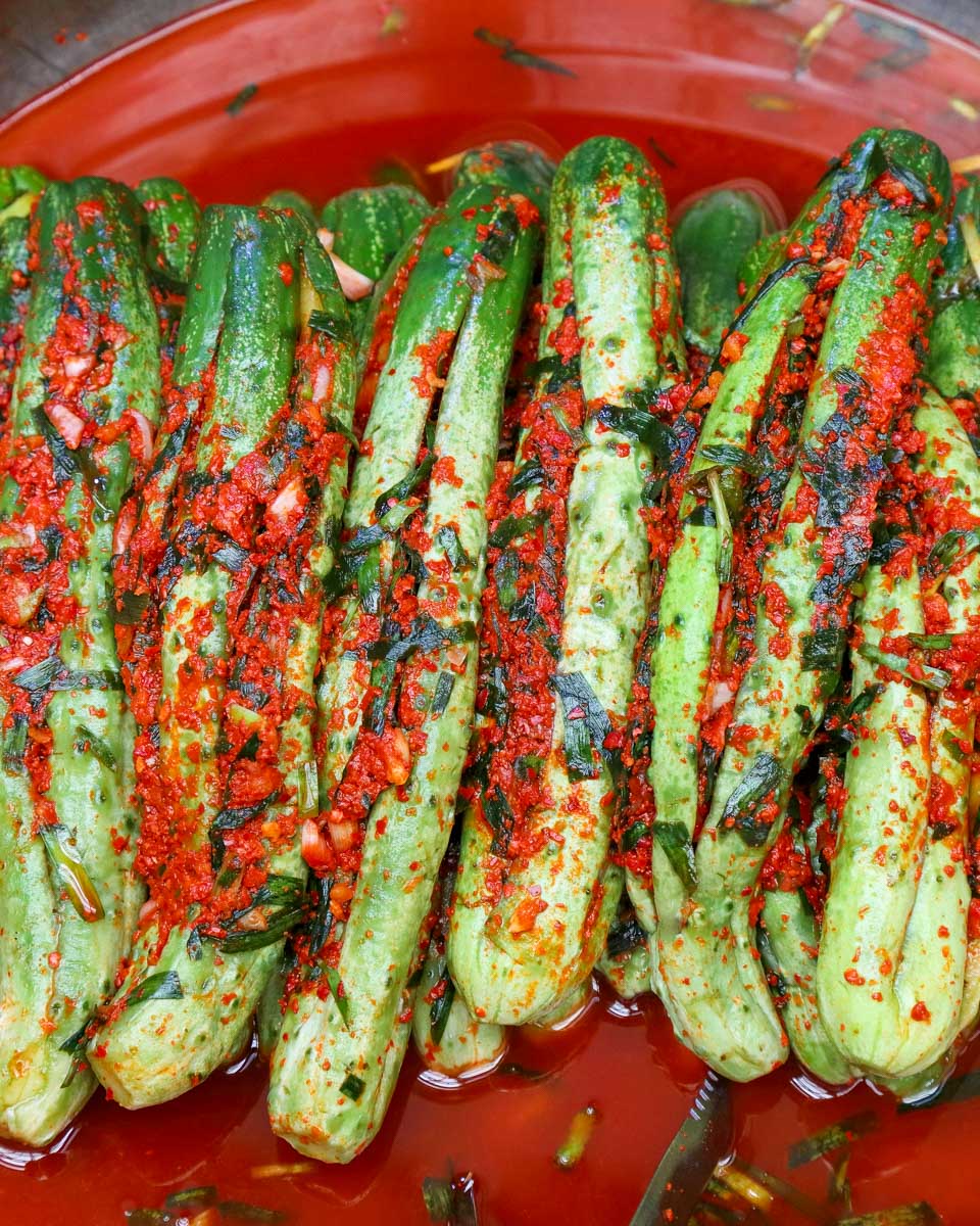 Kimchi-cucumbers-at-traditional-market in Jeju South Korea