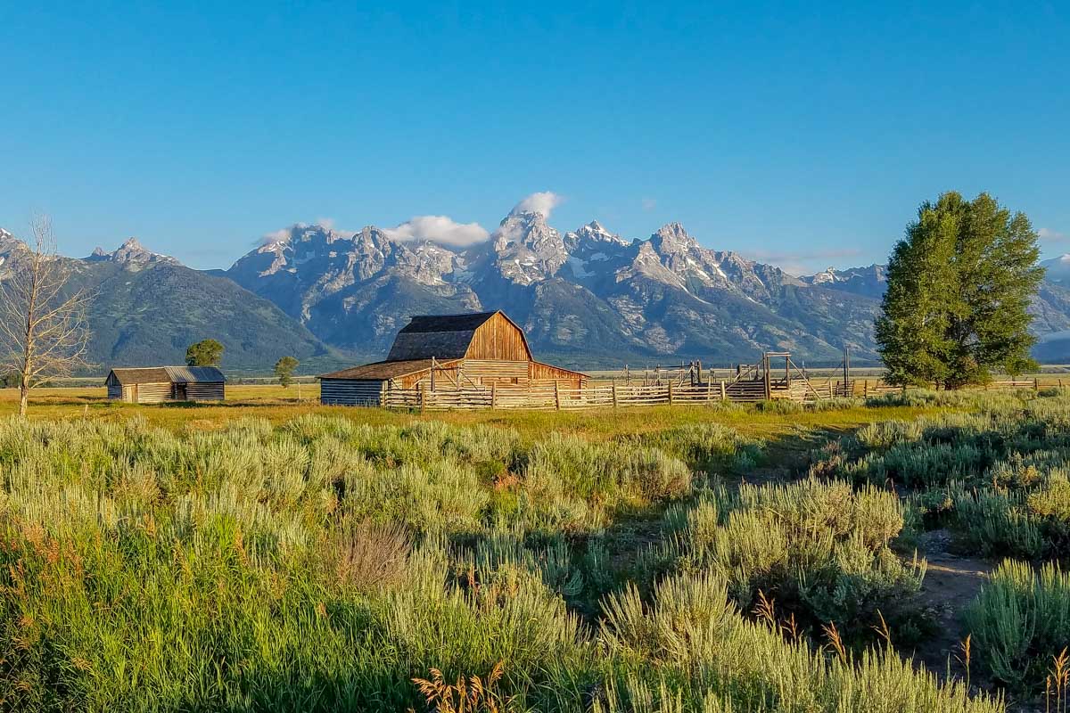Mormon Row seen on the way back to Jackson Hole Wyoming