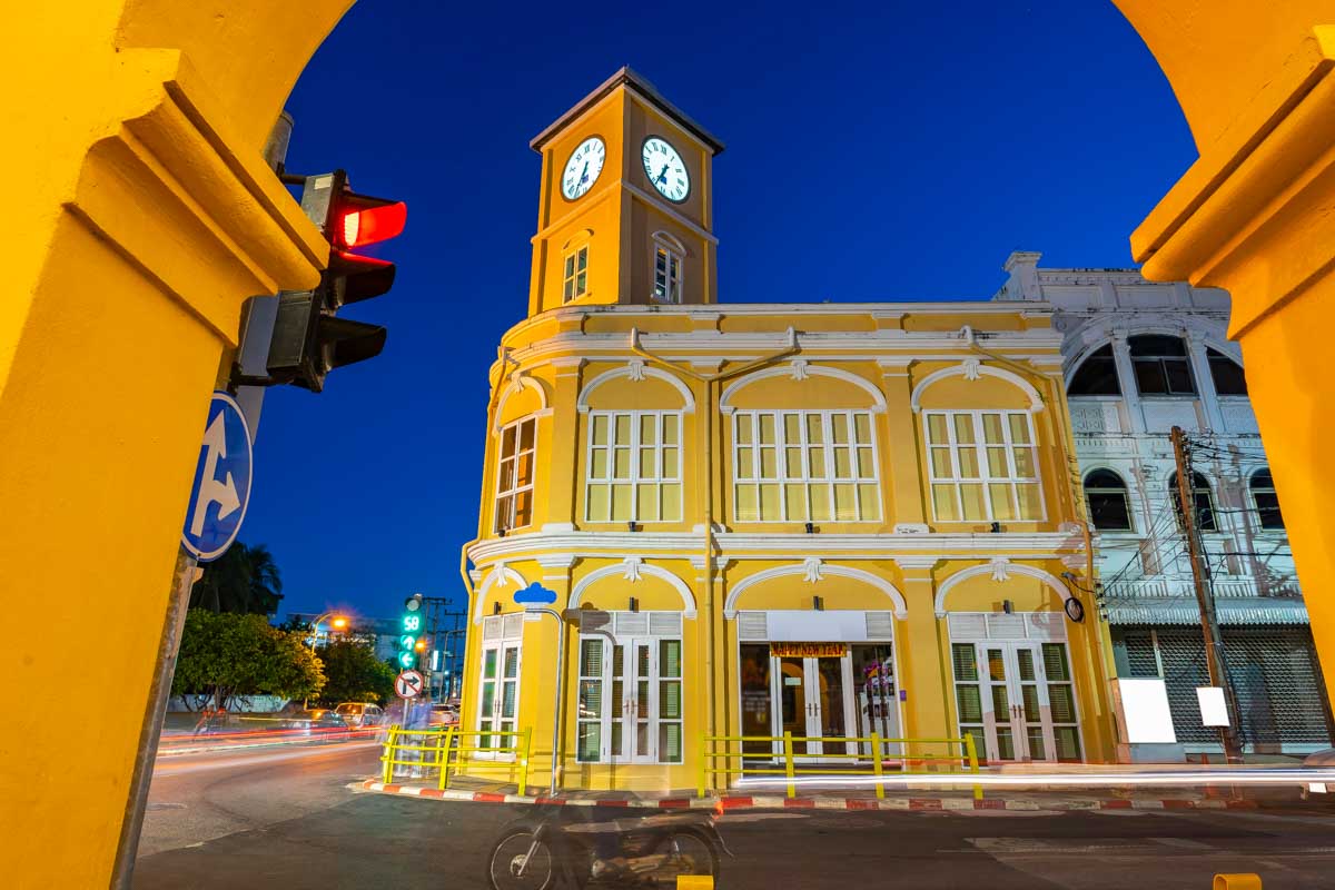 Old Town Phuket in Thailand at night