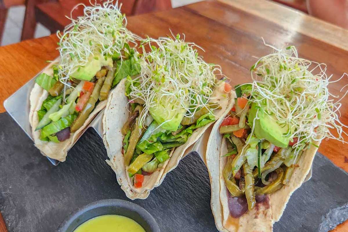 Some-vegan-tacos-in Playa del Carmen Mexico