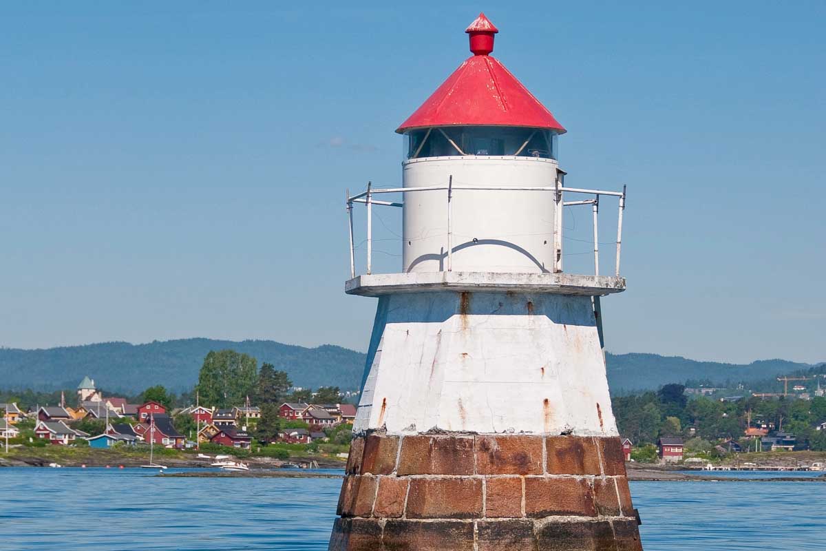 The Dyna Lighthouse seen on the Dyna Lighthouse on a cruise from Oslo Norway