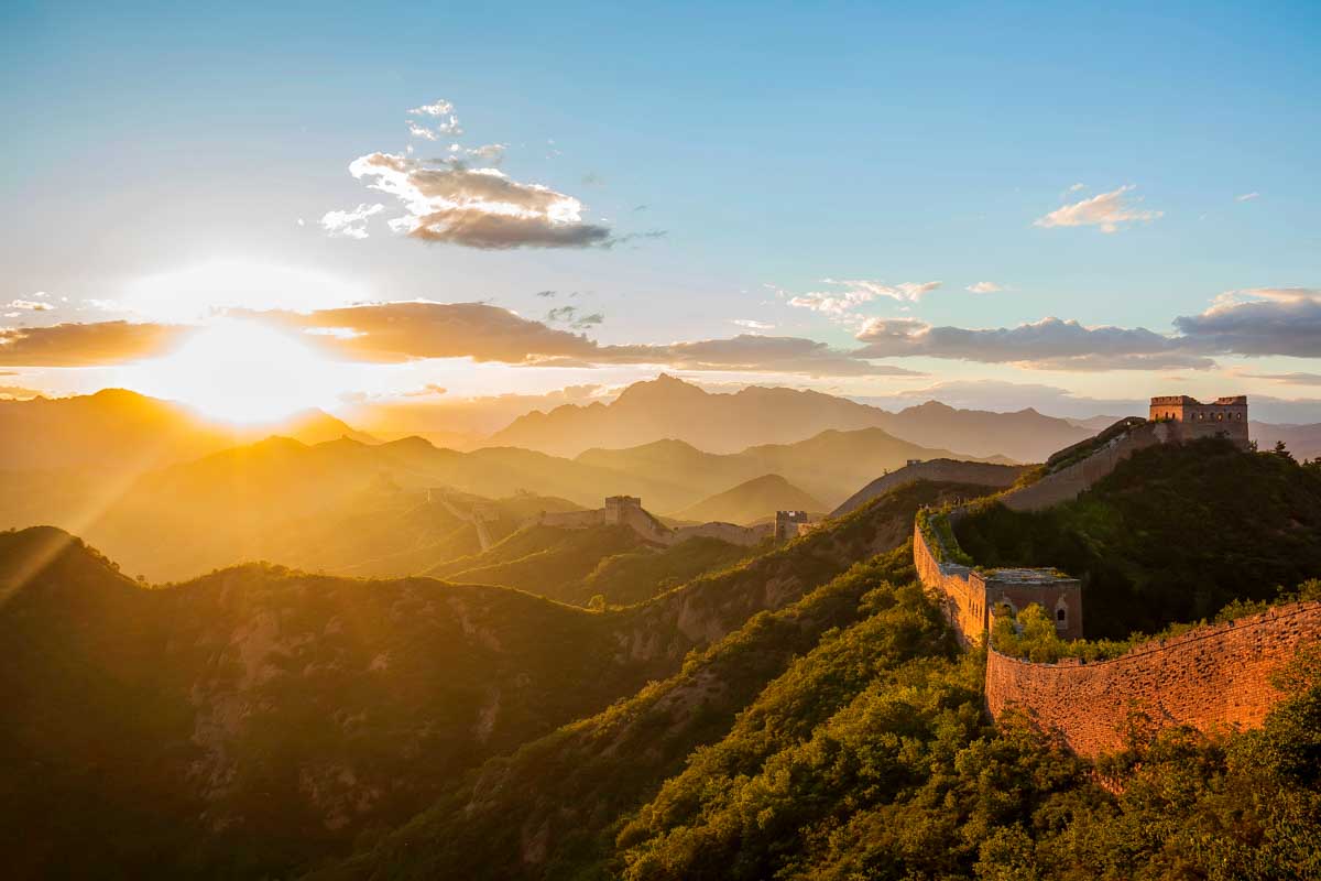 The Great Wall the sunset seen on a tour from Beijing China