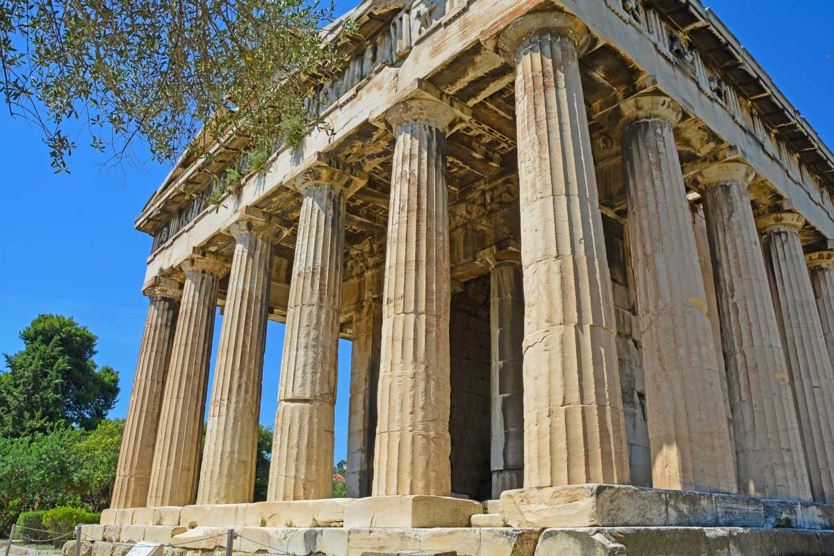 The well preserved Temple of Hephaestus seen on a tour in Greece