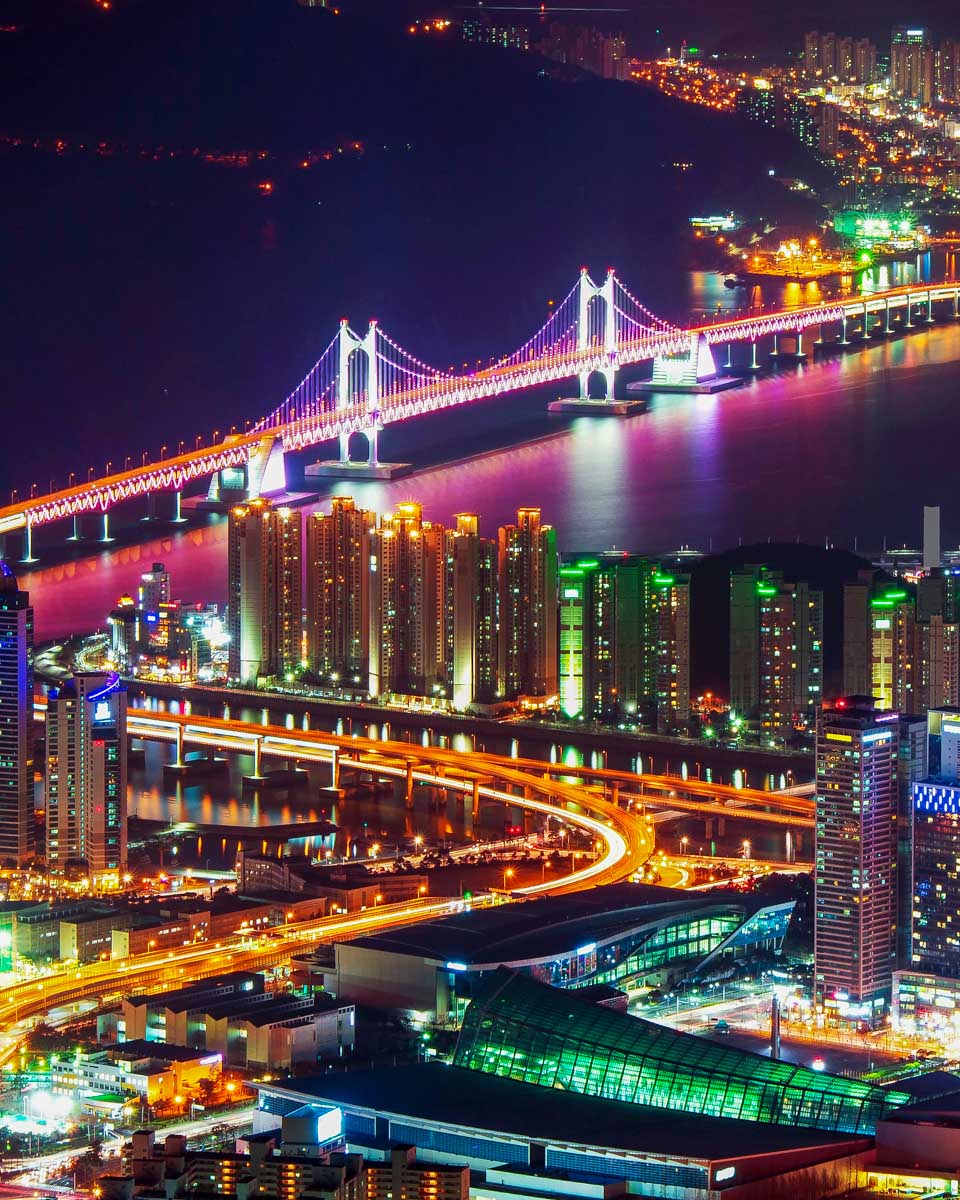 View of Busan at night on a photography tour in Busan South Korea