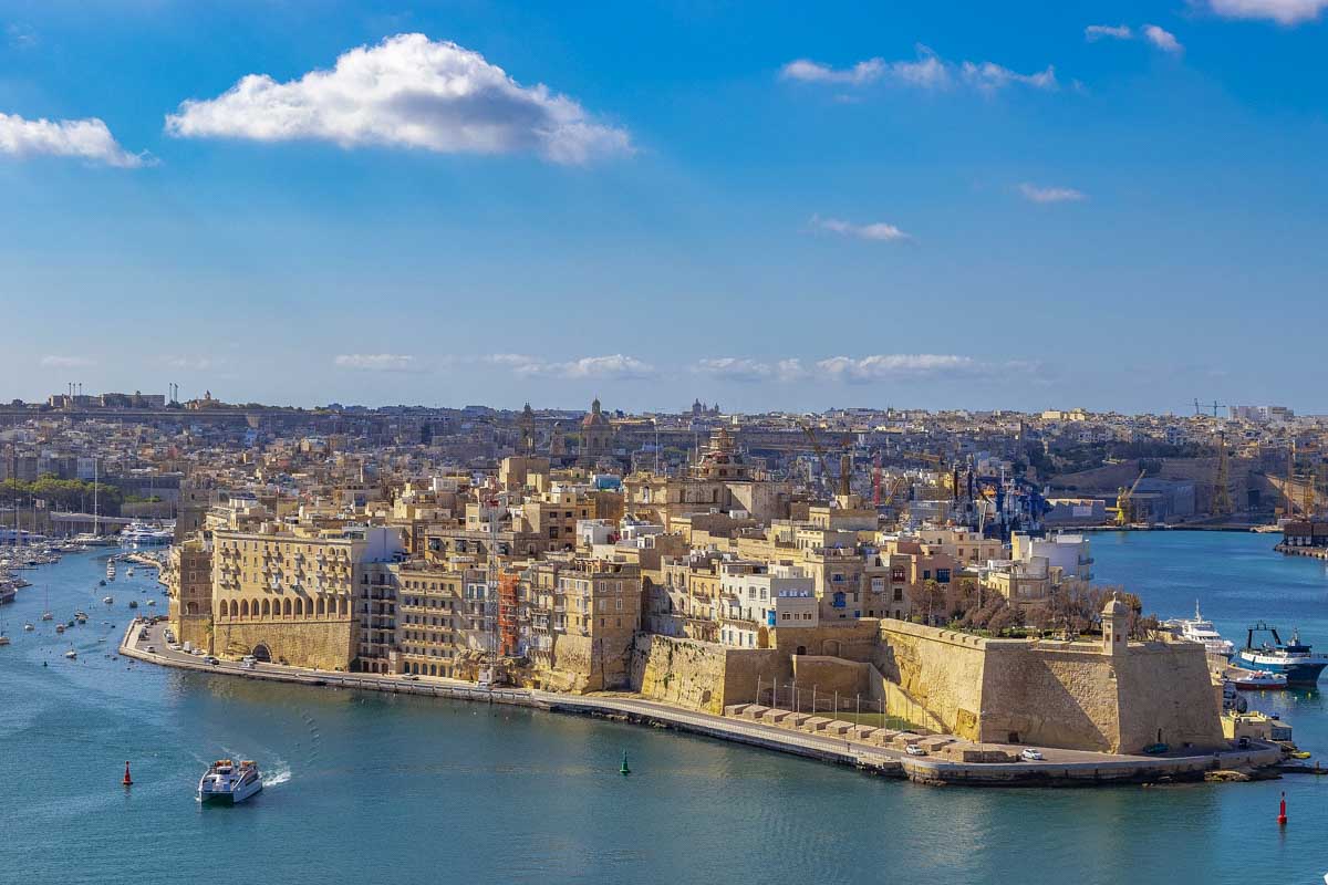 View of the city from the Upper Barrakka Gardens on a tour in Valletta Malta