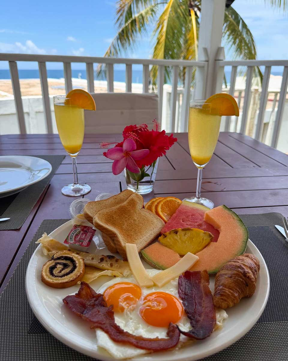 Breakfast with an ocean view at Sapphire Beach Club Resort in St Maarten