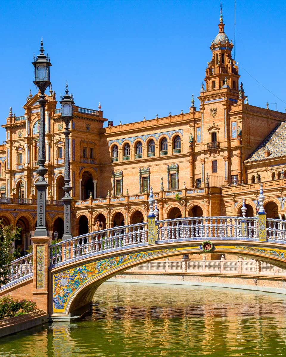 Bridge of Plaza de España, Seville, Spain seen on a tour from Malaga