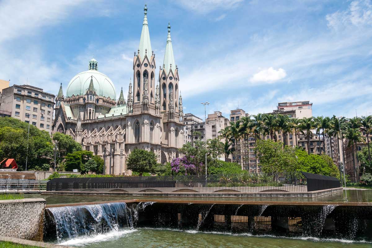 Catedral da Sé seen in Sao Paulo Brazil