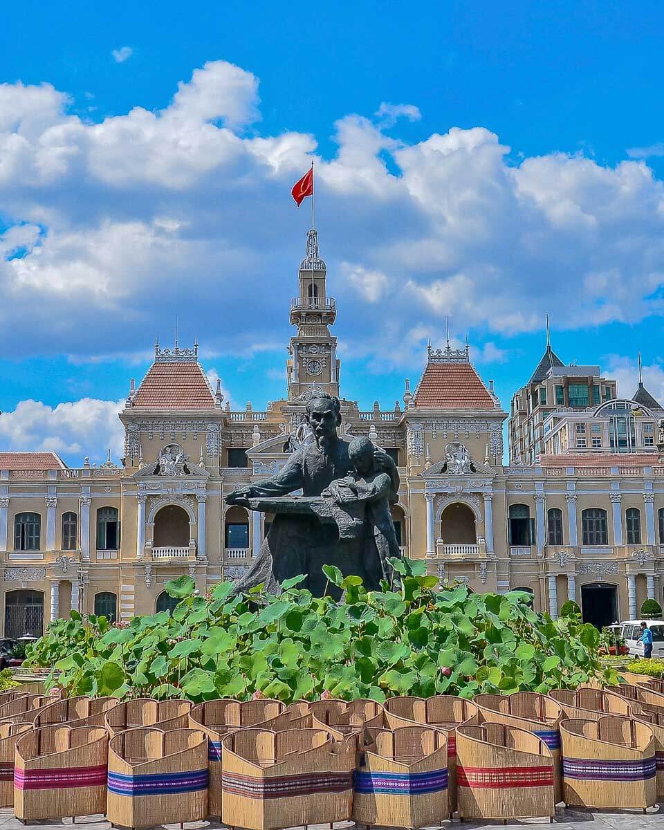 City Hall on a sunny day in Ho Chi Minh Vietnam