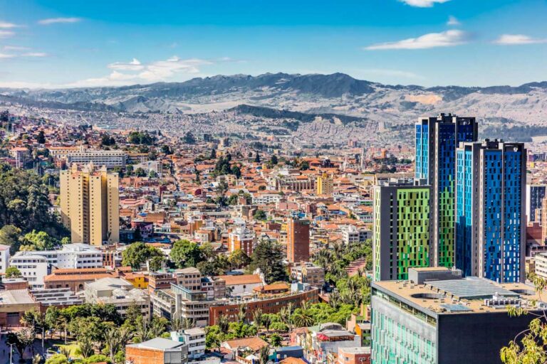 Cityscape view of downtown Bogota Colombia