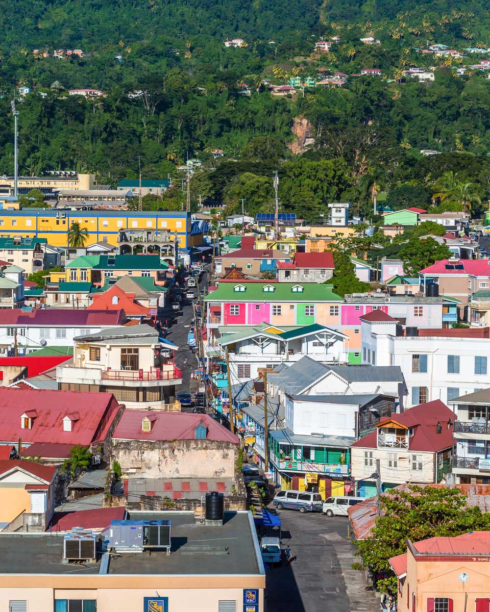 Colorful capital city of Roseau Dominica