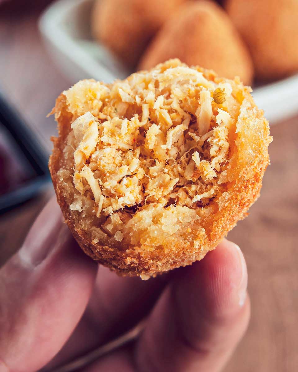 Coxinha eaten on a food tour in Sao Paulo Brazil