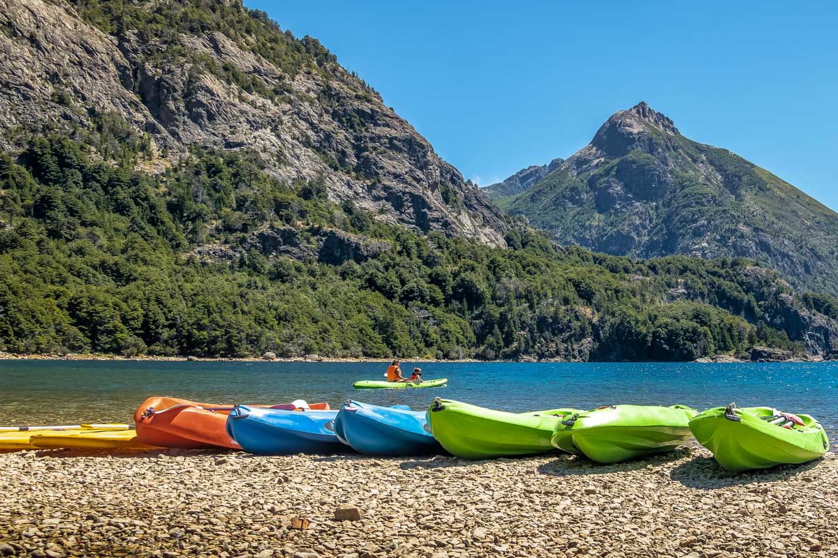 Kayaks on a lake near Bariloche Argentina