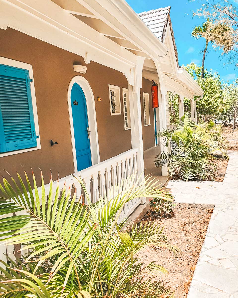 Outside of the hotel rooms at Hotel La Plantation Saint Martin