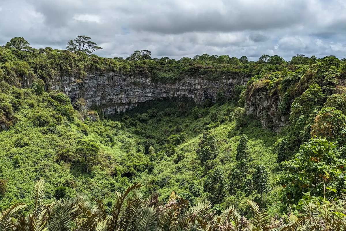 Pit Craters Los Gemelos in Galapagos Islands Ecuador