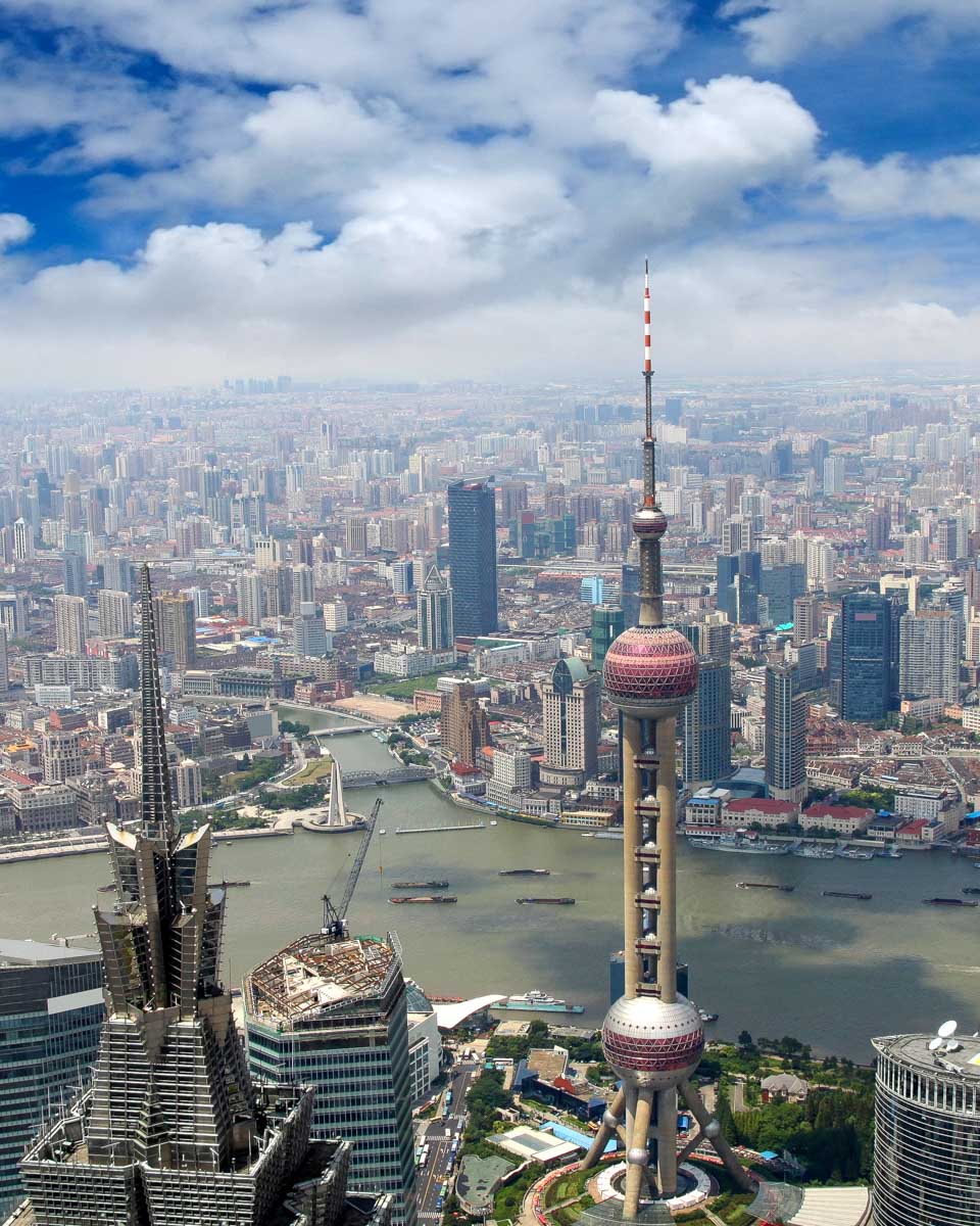 The view of Shanghai seen from Shanghai Tower on a tour in Shanghai China