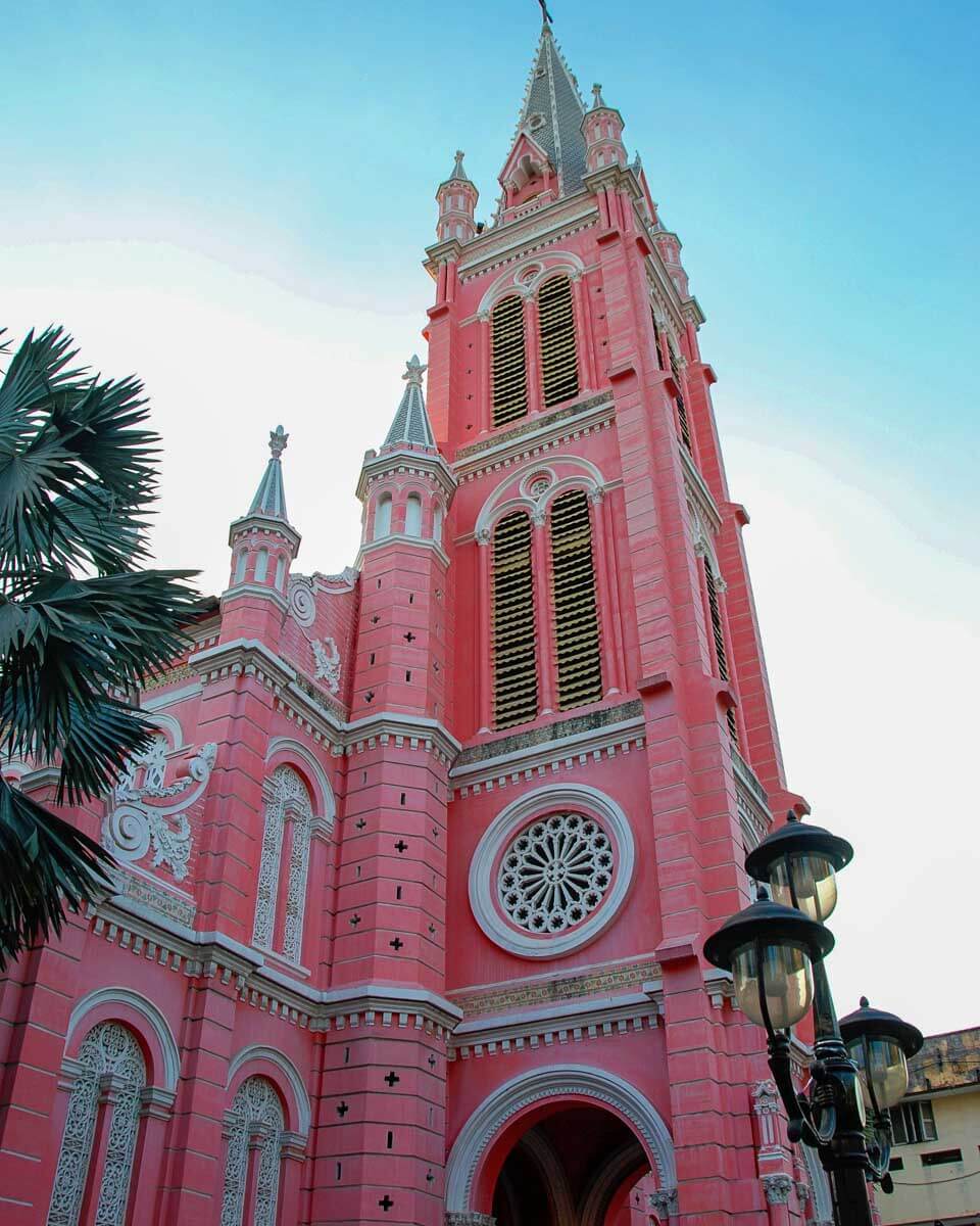Tower of Tan Dinh pink church in Ho Chi Minh City, Vietnam (2)