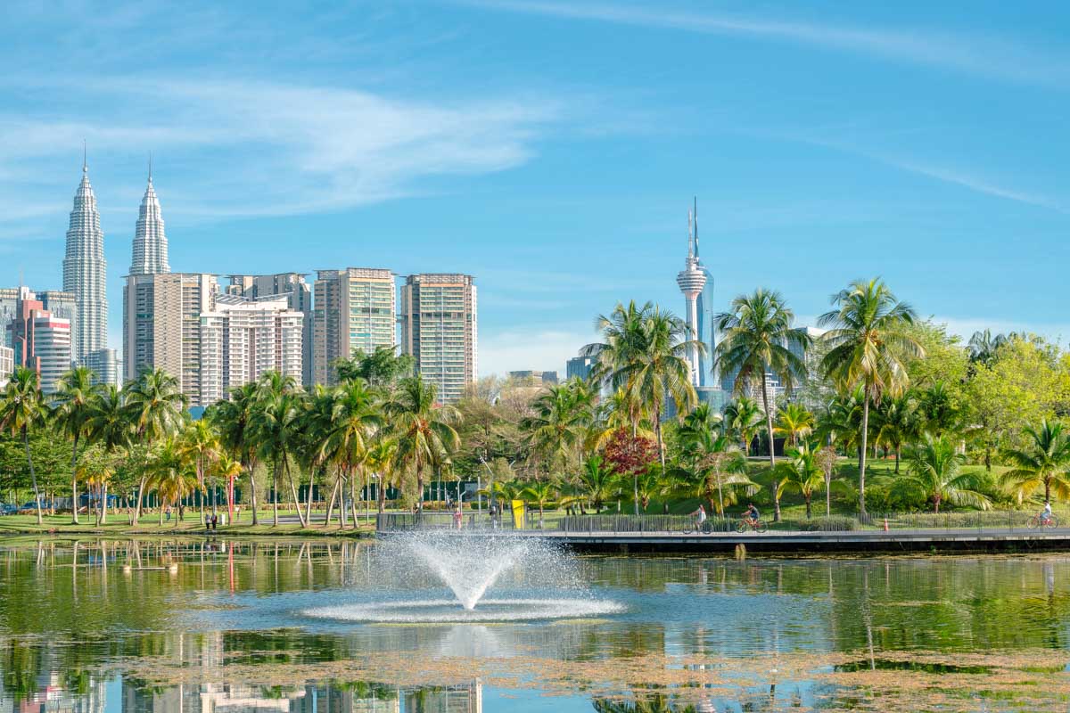 View of Kuala Lumpur Malaysia and a fountain