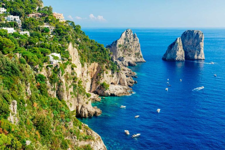 View of coastline and Capri Italy