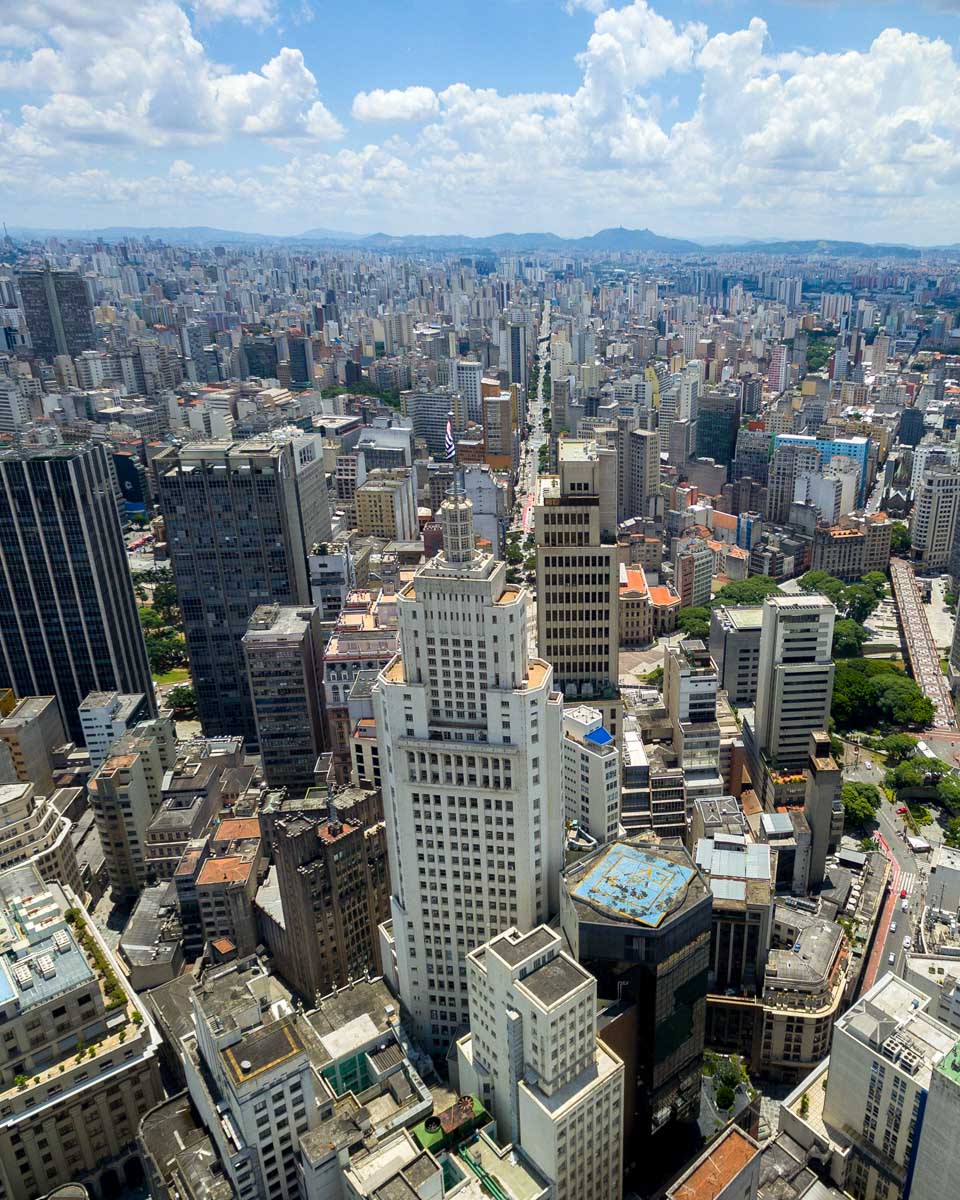 Aerial view of Sao Paulo seen from a hleipcopter tour