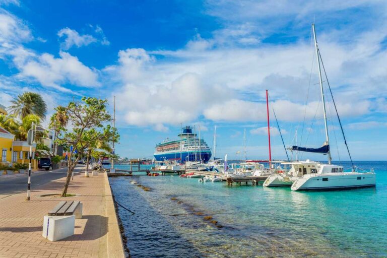 Boats along the path in Kralendijk Bonaire