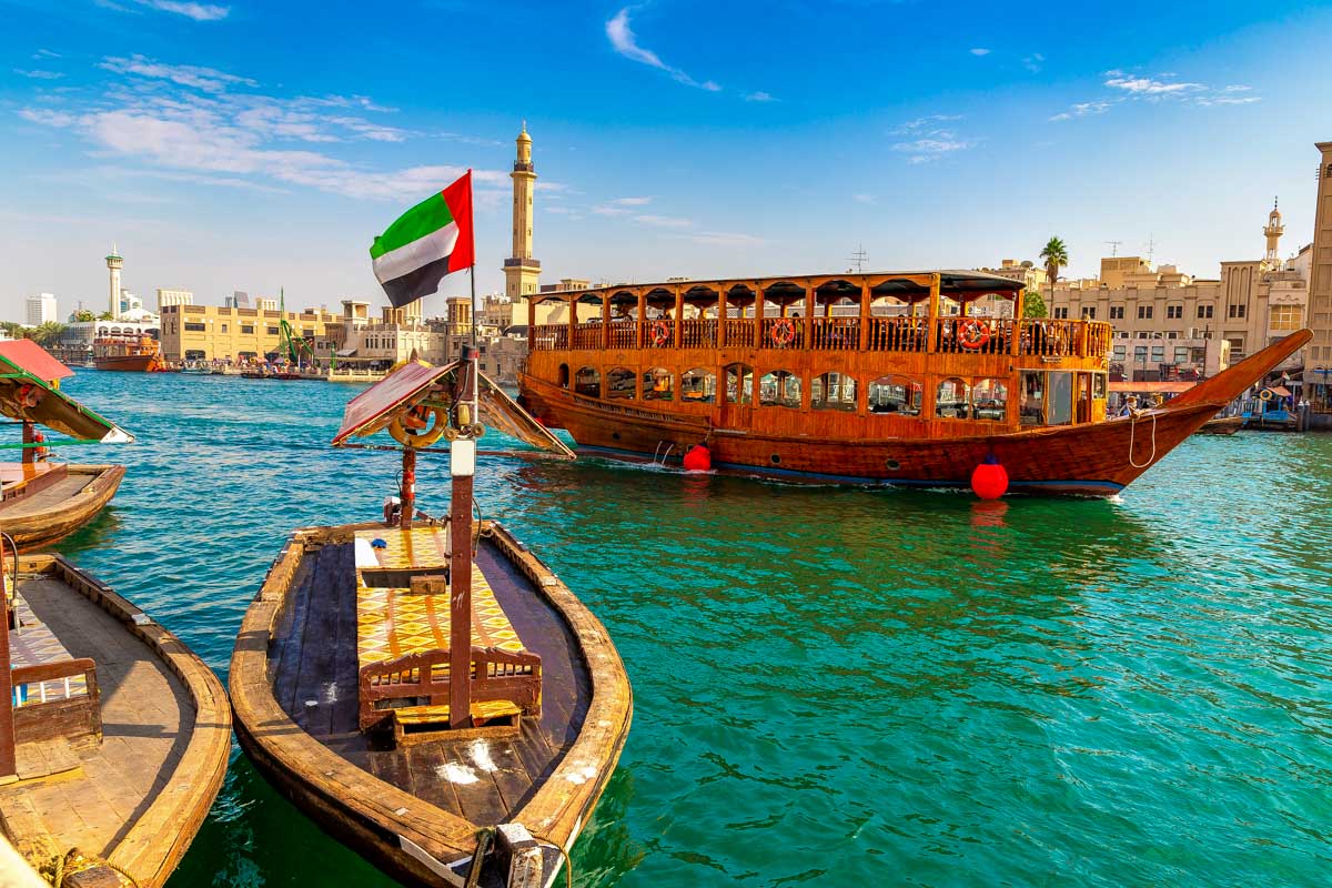 Boats in Bur Dubai in Dubai UAE